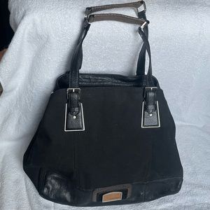 Calvin Klein black Canvas & leather large tote Y2K
